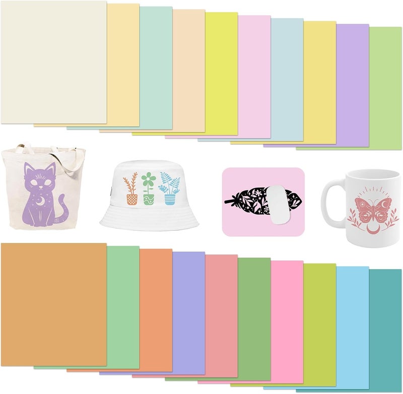 Tintnut Boho Sublimation Transfer Sheets - 20 Sheets 12inches x10inches, Pastel Color Sublimation Transfer Paper Bundle Compatible with Cricut for DIY Mugs, Tumblers, Key Chain - Image 1